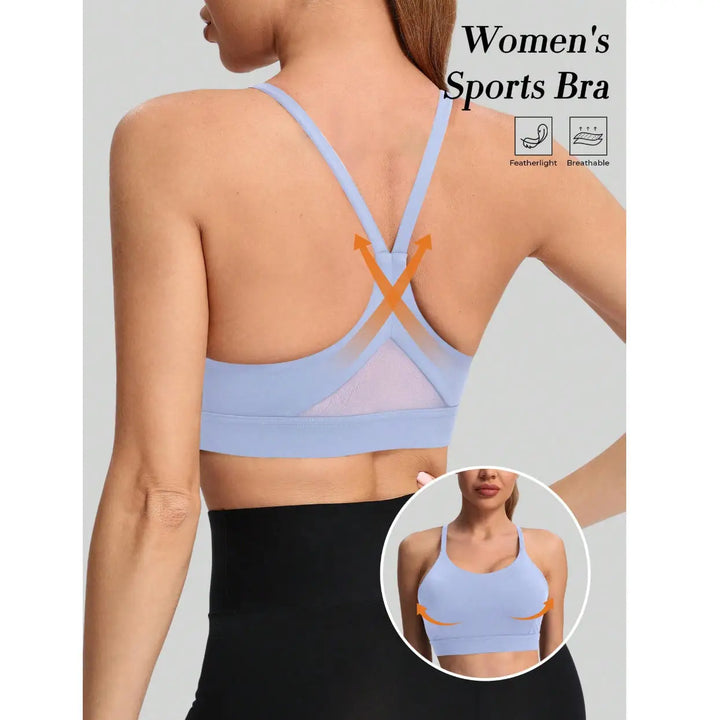 Women's Y-Shaped Back-Beautifying Sports Bra High Support Shockproof Breathable Running Bra