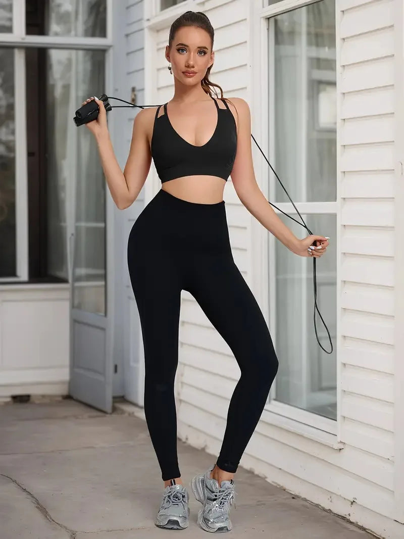 Women's Sports Bra, Shockproof Running Fitness Yoga Top, Cross-Shoulder Strap Backless Lingerie Suitable for Yoga, Pilates