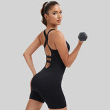 Cross-Back Yoga Bodysuit — Breathable Quick-Dry One-Piece