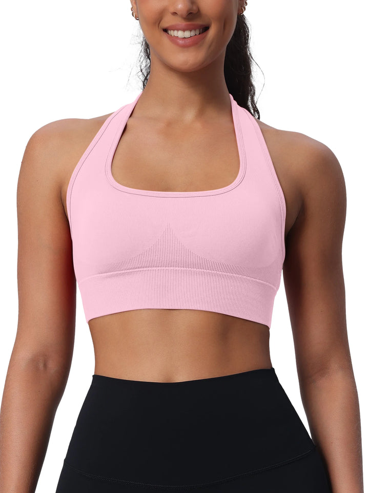 Women Seamless Breathable High Support Yoga Sports Bra for Removable Pads Push-Up