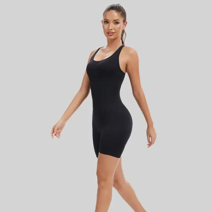 Women's Breathable Quick-Dry High-Waisted Cross-Back Straps Workout Bodysuit Yoga One-Piece for Pilates, Running Fitness