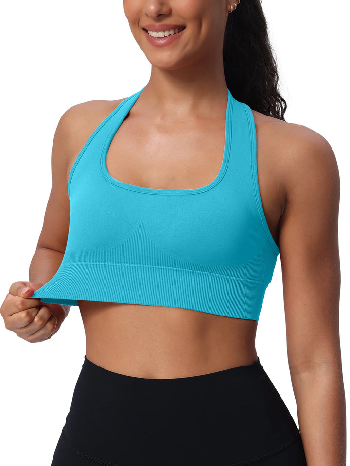 Women Seamless Breathable High Support Yoga Sports Bra for Removable Pads Push-Up