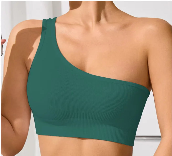 Women's Single Shoulder Strap Sports Vest Breathable and Seamless Tank Top for Yoga Running Fitness Pilates Exercise