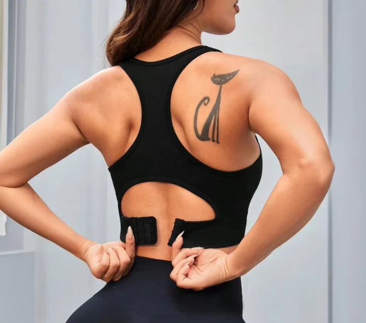Women's Seamless Breathable Sexy Back Sport Bra Comfortable Lightweight Moisture-Wicking Tank Top for Fitness Running