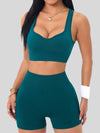 Women's Seamless Yoga Set — Cross-Strap Sports Bra & High-Waist Shorts