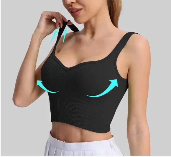 Women's Quick-Drying Breathable Sports Yoga Tank Top Casual Running Bottom with Seamless Hundred Back Fitness Camisole