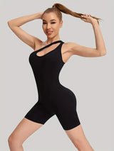 Seamless One-Piece Yoga Bodysuit with Diagonal Straps