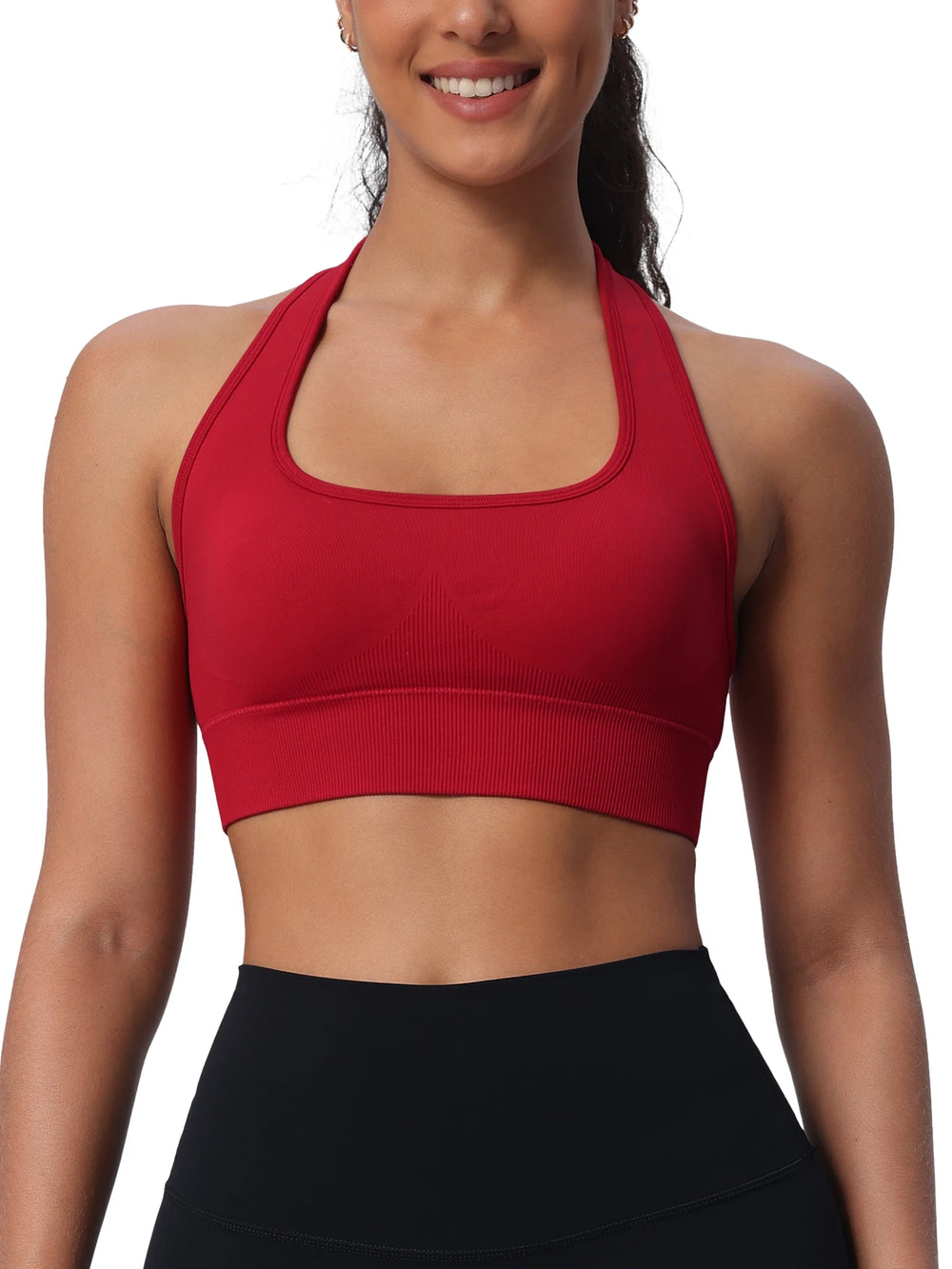 Seamless High-Support Yoga Sports Bra with Removable Pads