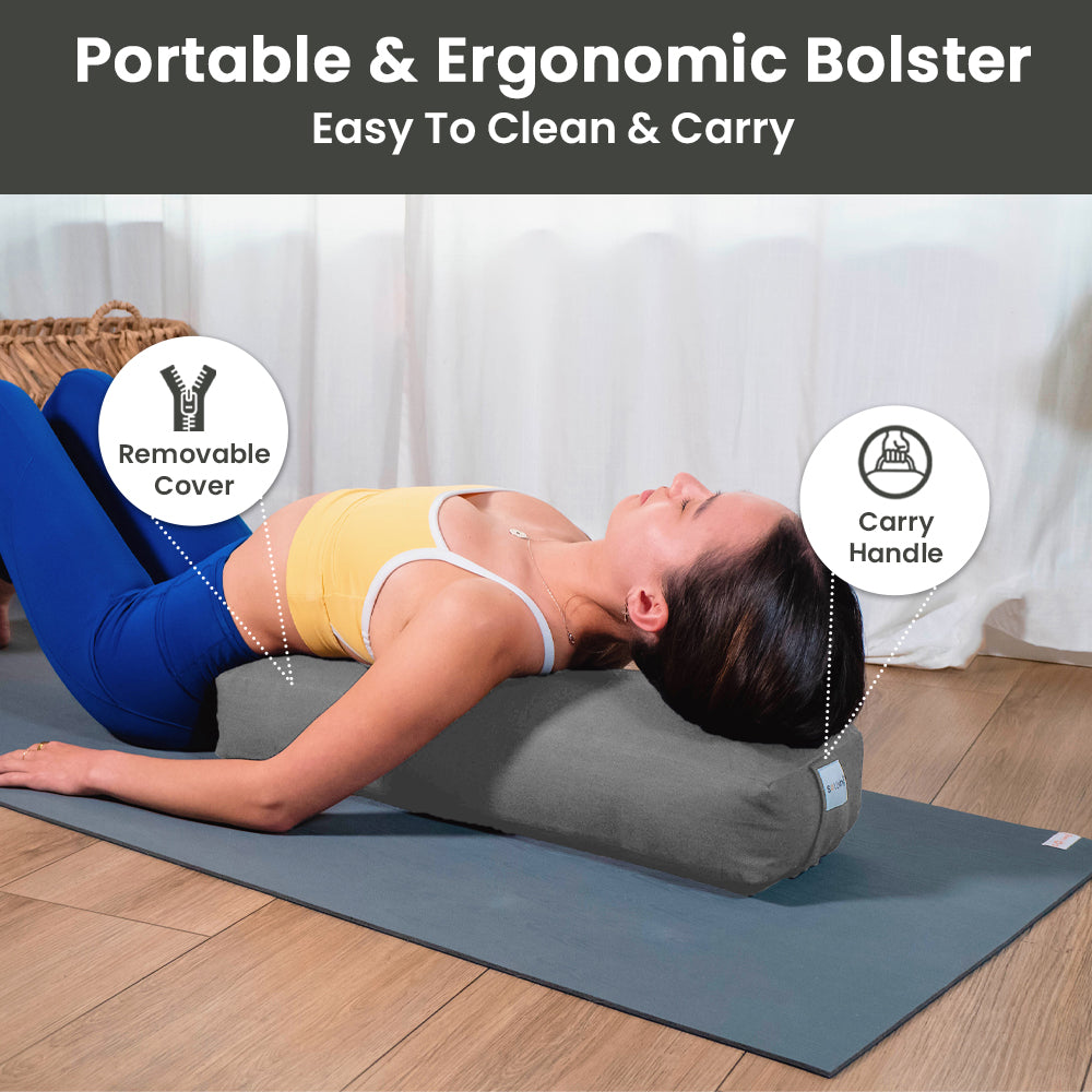 REEHUT Yoga Bolster Pillow, Comfortable Meditation Pillow of Mixed Density,  Cove