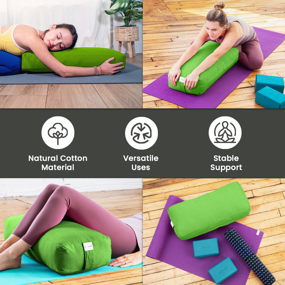 Yoga Bolster Rectangle Round Pranayama - Vinyl (Easy Sanitization
