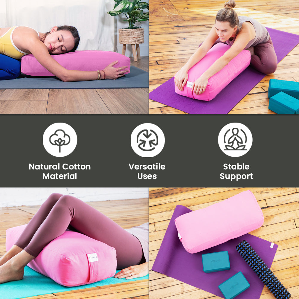 zmaishi Yoga Bolster Pillow for Meditation and Support - Rectangular Yoga  Cushion - Yoga Accessories from Machine Washable with Carrying Handle