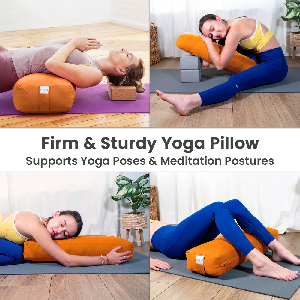 EONSHINE Canvas Exquisite Firm Meditation Yoga Bolster pillow, High Density  Sponge Filled Rectangular Back Support Cushion, Pack of 1