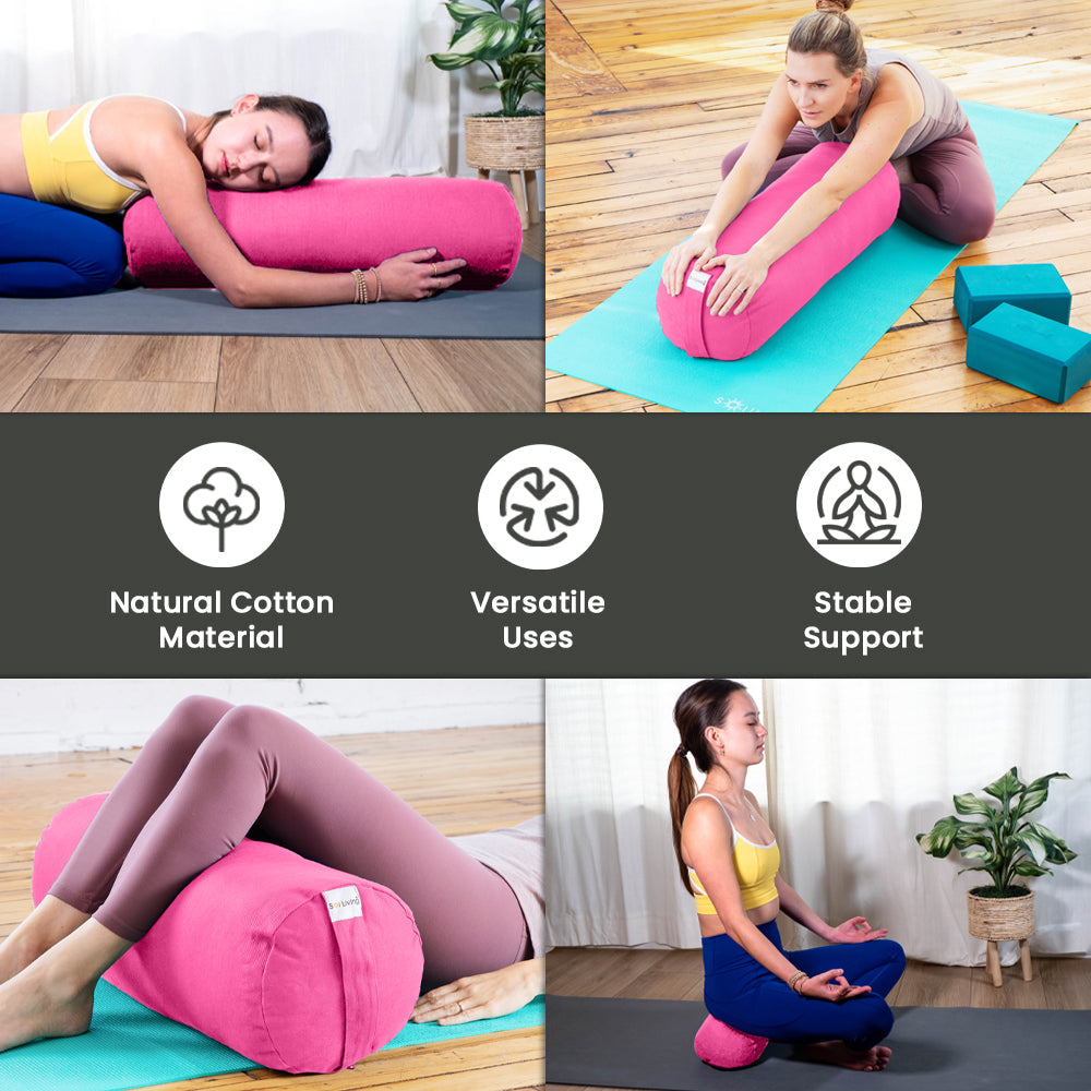  REEHUT Yoga Bolster Pillow, Comfortable Meditation Pillow Of  Mixed Density, Covered