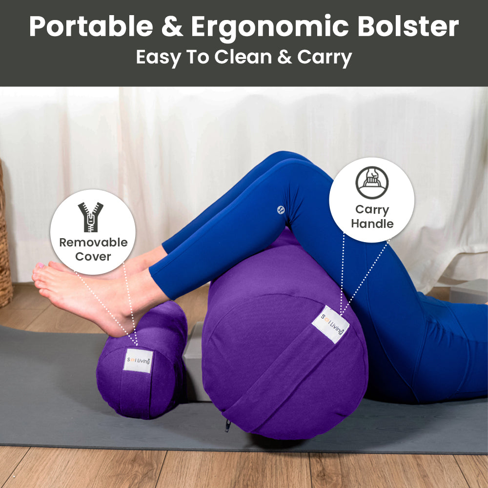 Sol Living Yoga Bolster Pillow Cotton Meditation Cushion