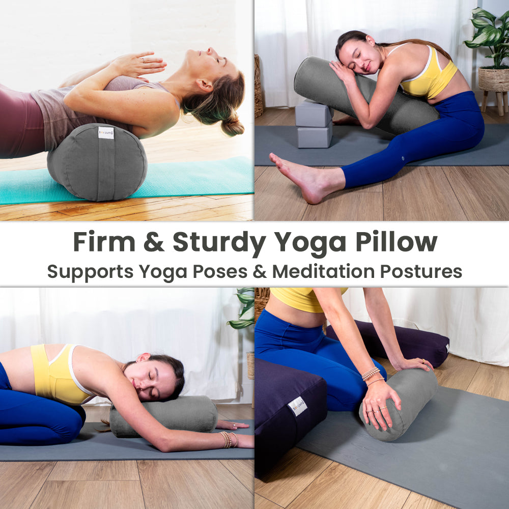 Grip Yoga & Meditation Buckwheat Hulls Filling Bolster Pillow for Restorative  Asanas & Inversion Postures that