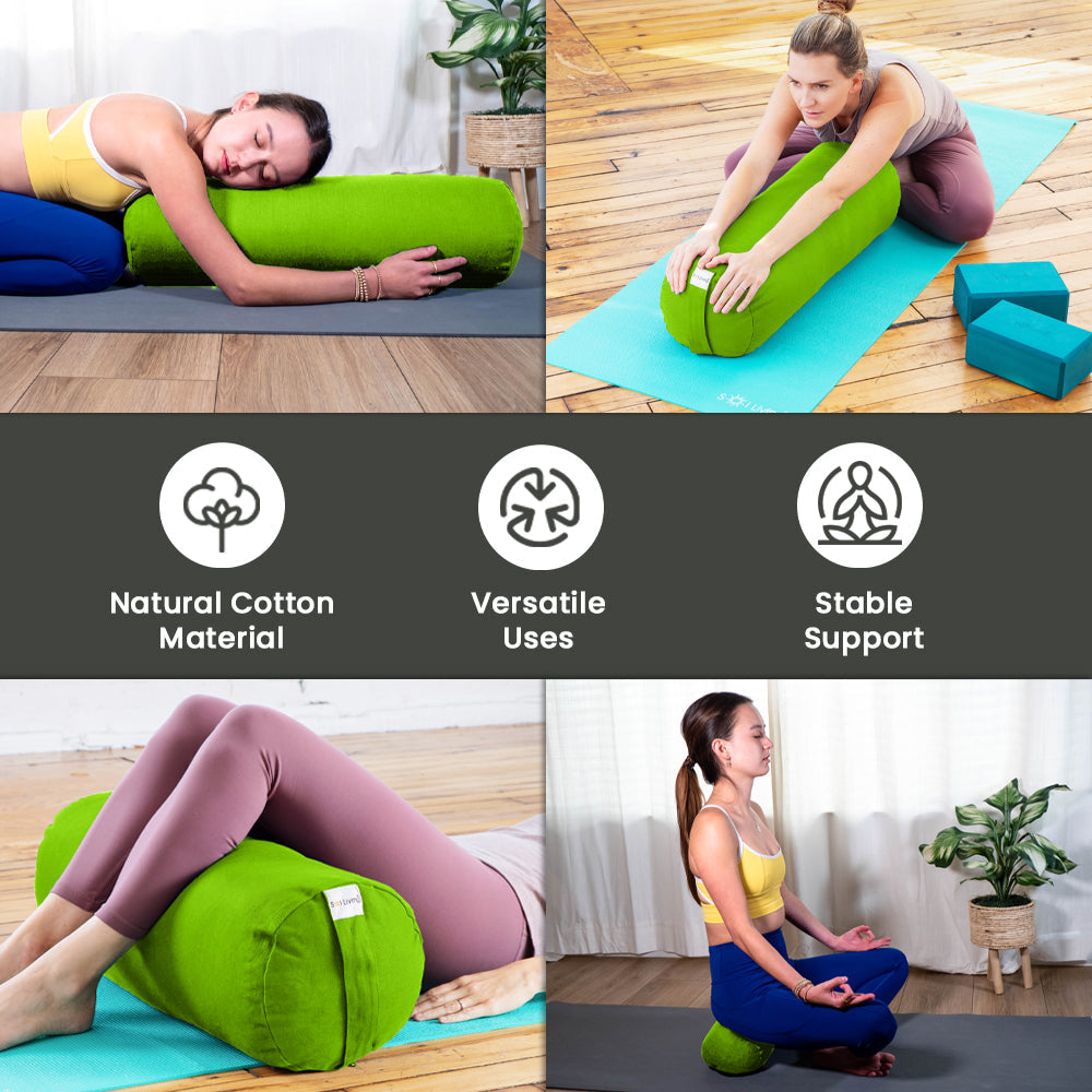 Yoga Bolster Rectangle Round Pranayama - Vinyl (Easy Sanitization) – Bean  Products