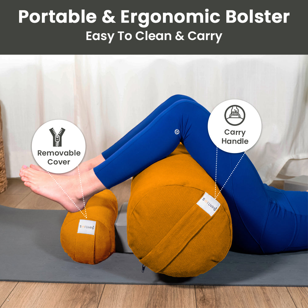 YOGAVNI Yoga Bolster Cylindrical Round - Meditation Cushion and Yoga Block  100% Cotton Cover & Cotton Batting Fill, Blocks -  Canada
