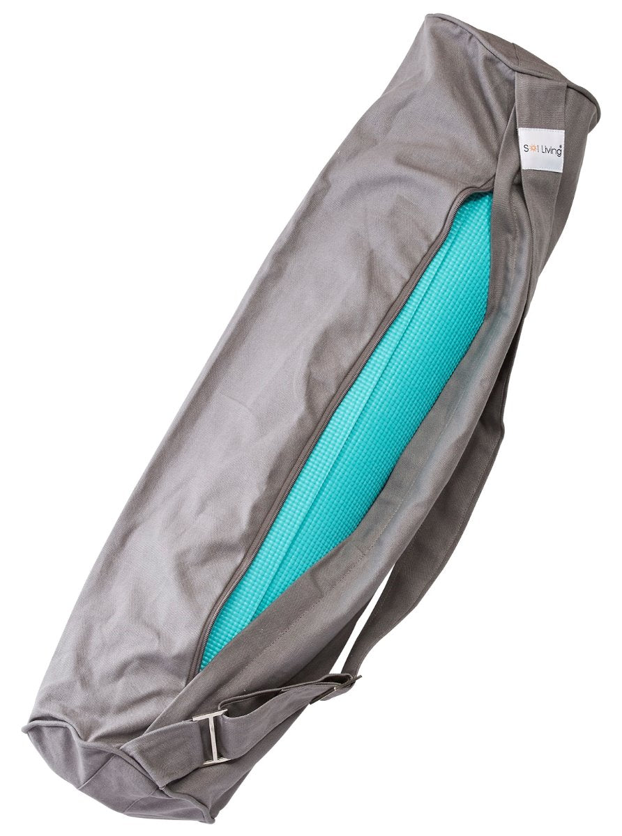gray bag with zipper yoga