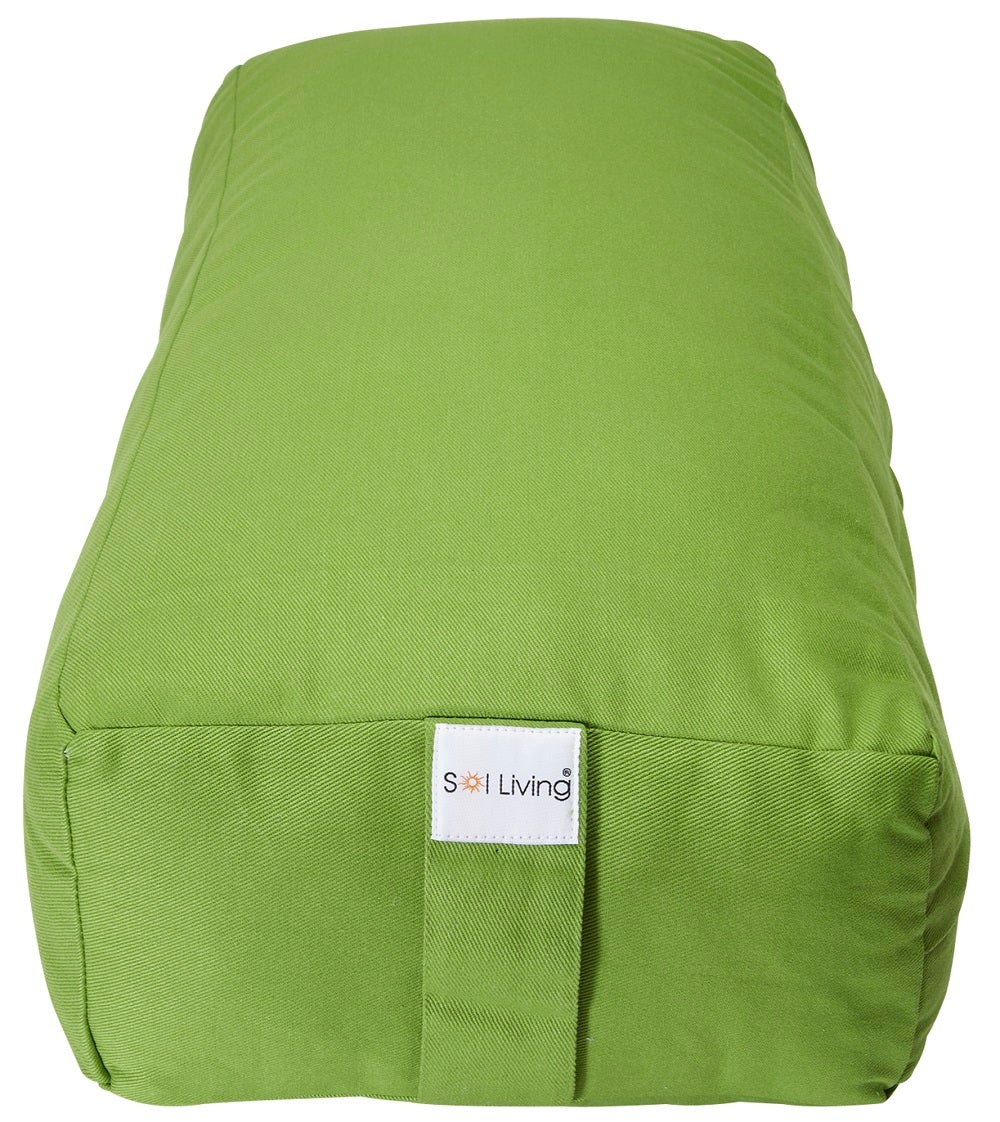 Green Rectangular Bolster Cushion. Size 38cm x 28cm x 15cm